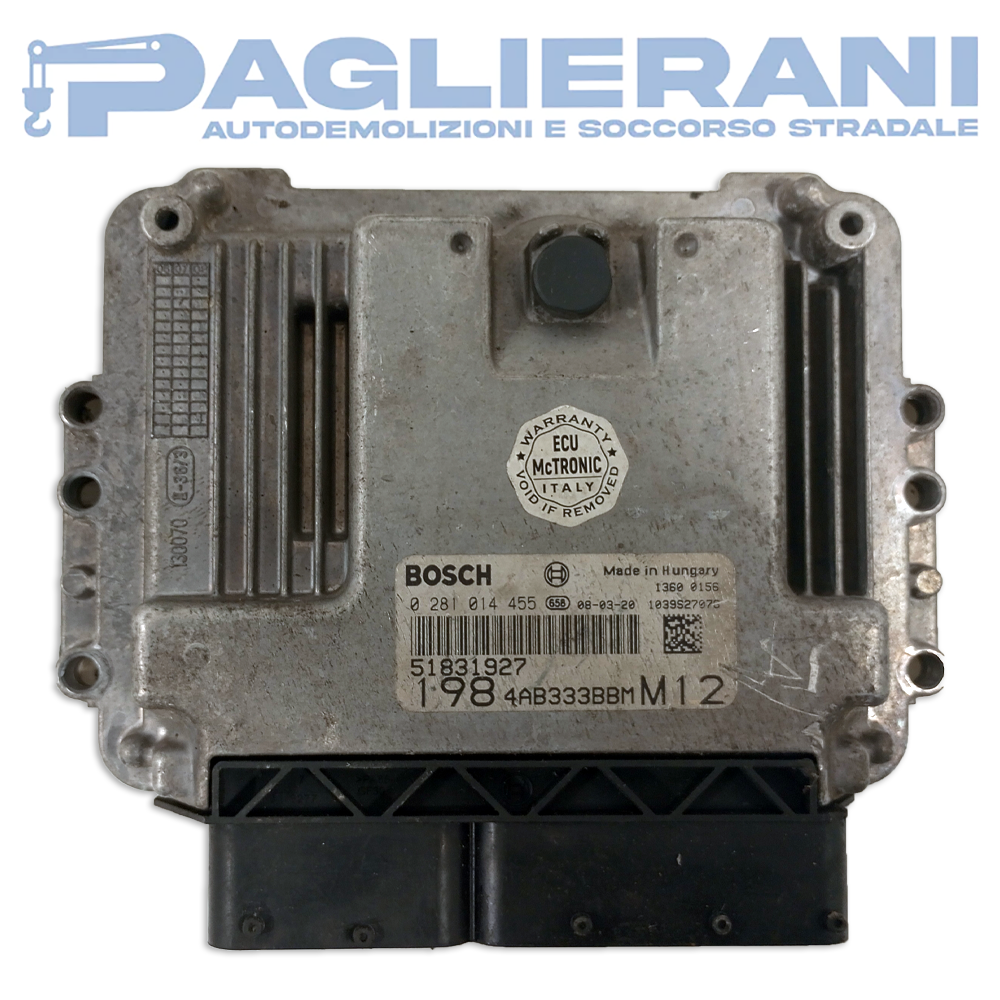BOSCH ECU Engine Control Unit FIAT Bravo 198 2008-2014 51831927 198 4AB333BBM M12 (0281014455)