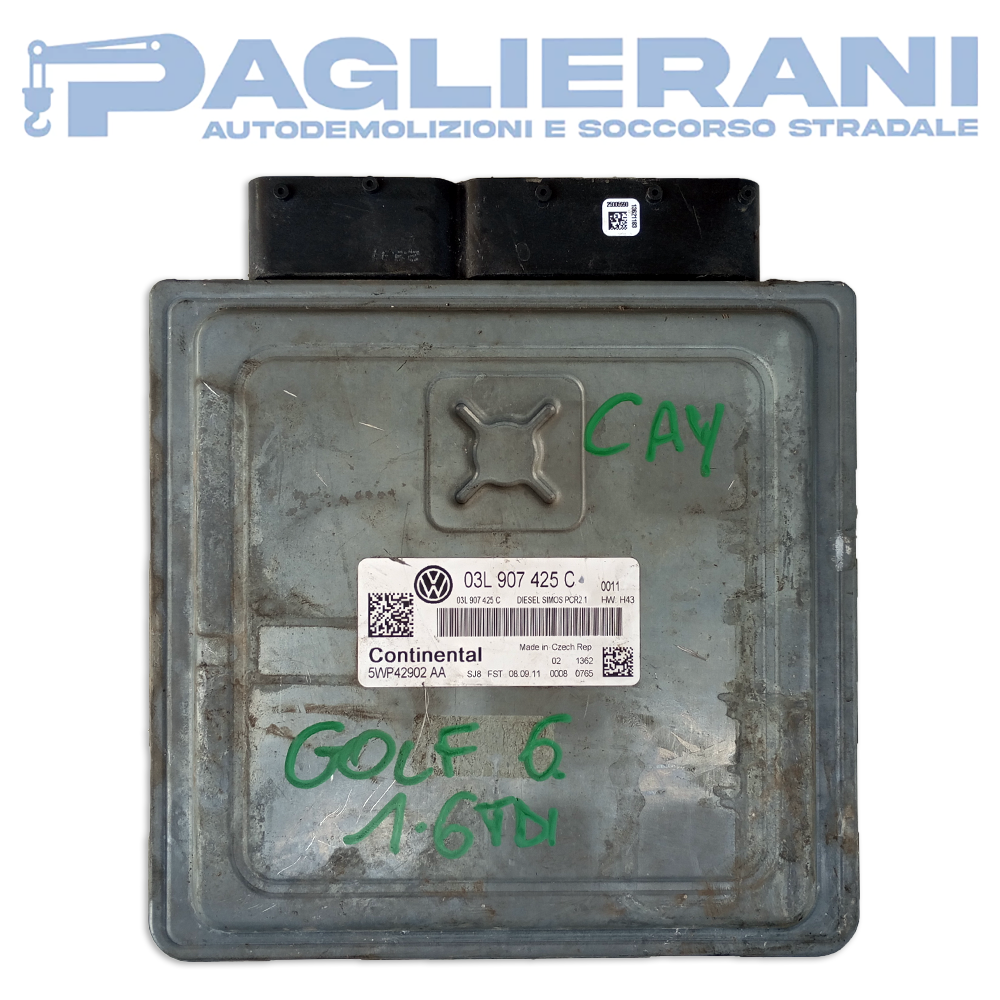 Continental ECU Engine Control Unit Volkswagen Golf Mk6 2010 PCR21 5WP42902AA (03L907425C)