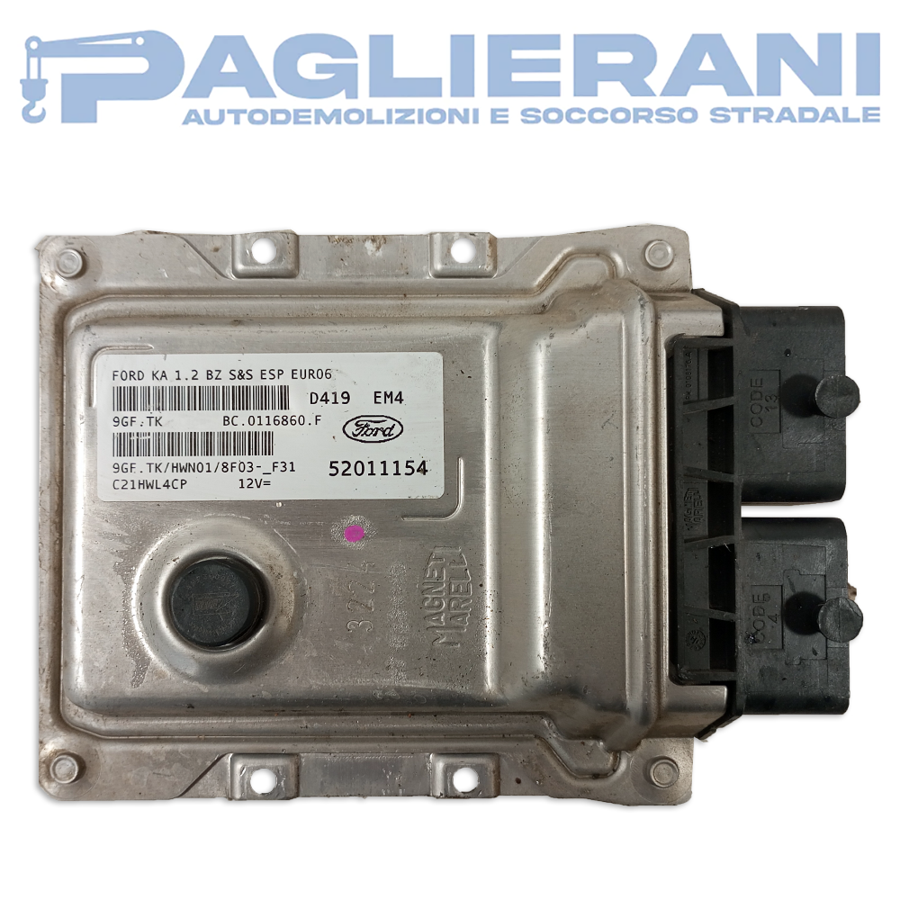 Magneti Marelli ECU Engine Control Unit FORD KA 2014-2015 9GFTK D419 EM4 (52011154)