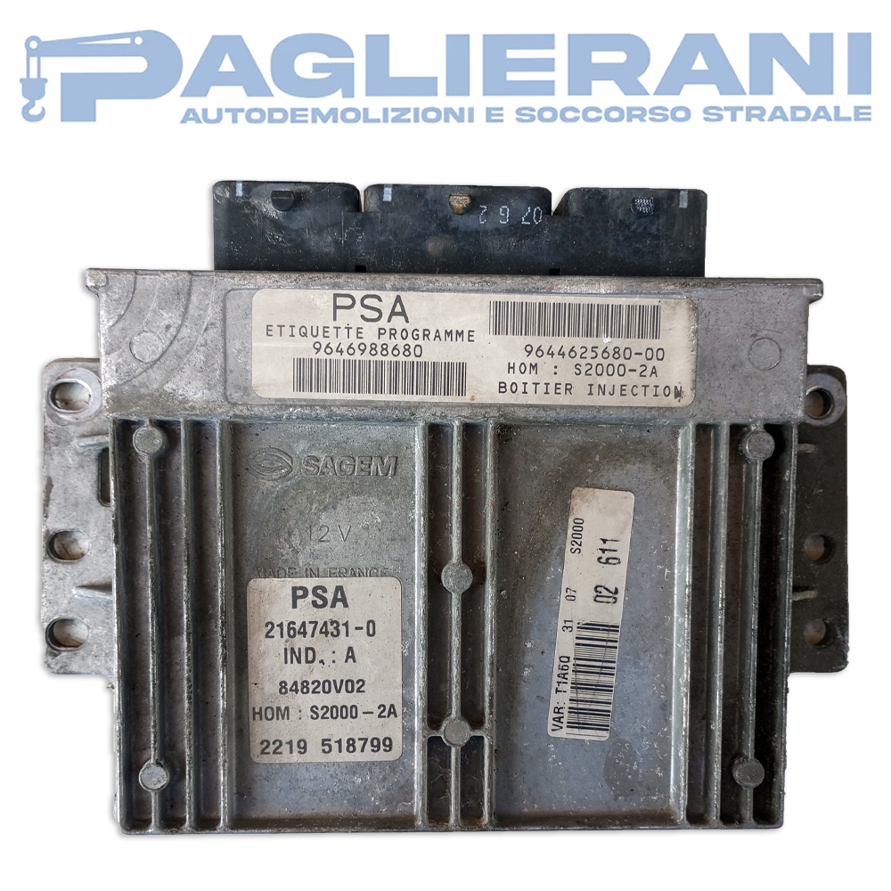Engine Control Unit ECU SAGEM Peugeot 206 1998-2003 21647431-01 (9646988680)