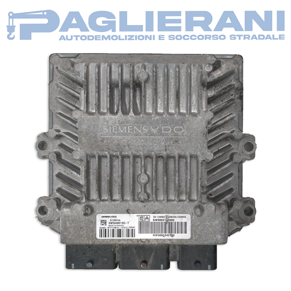 Engine ECU Control Unit SiemensVDO Citroen C4 2007-2016 SID803A 5WS40615C-T (SW9665100380)