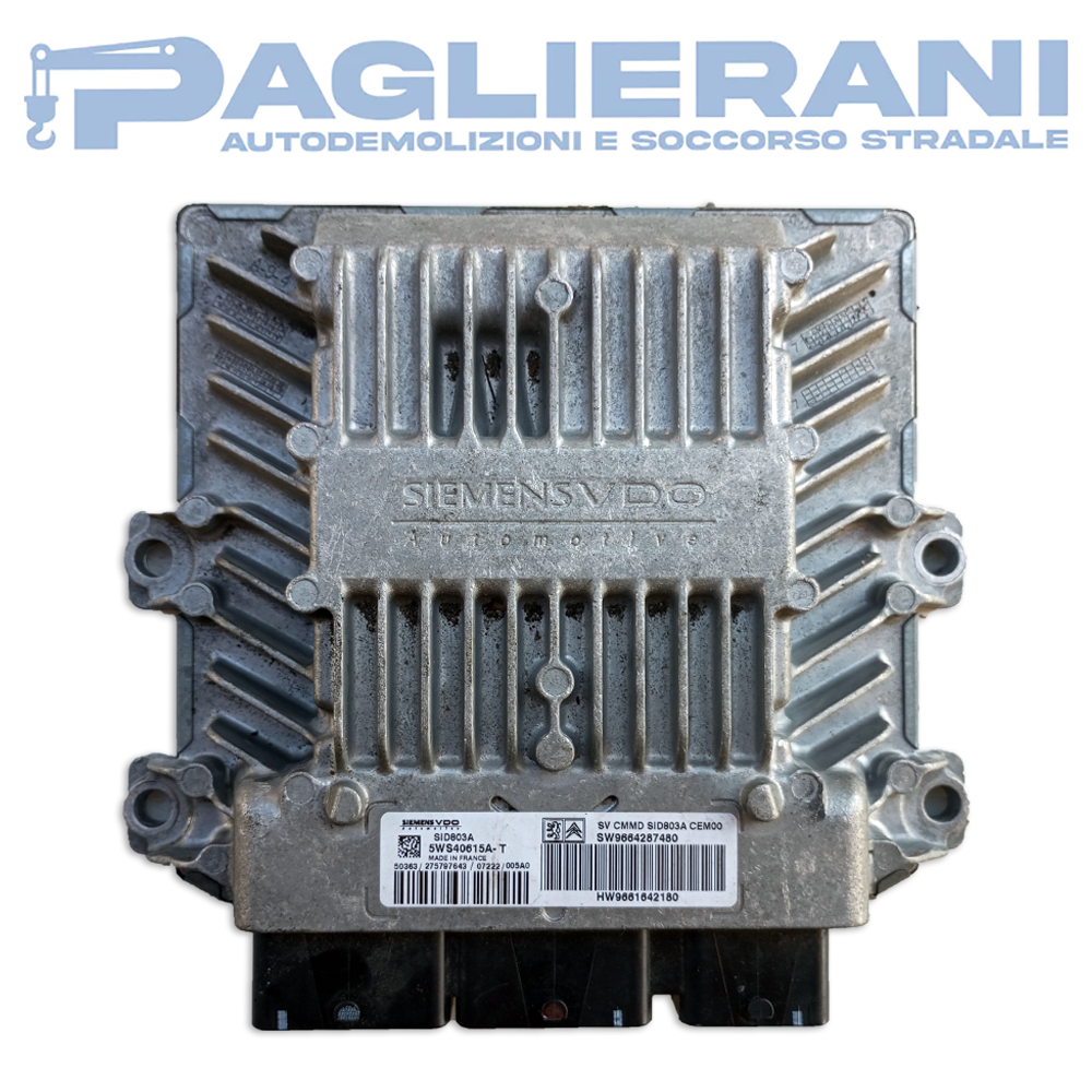 Engine ECU Control Unit SiemensVDO Citroen C4 2006-2013 SID803A 5WS40615A-T (SW9664287480)