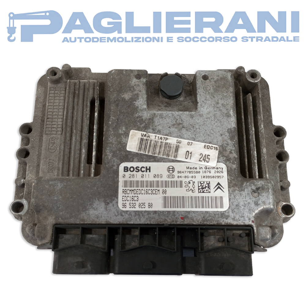 Centralina BOSCH ECU Motore EDC16C3 9653202580 (Codice Rif. 0281011089)