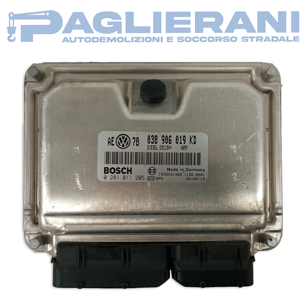 BOSCH ECU Volkswagen Engine Control Unit 0281011205 (Ref. Code 038906019KD)