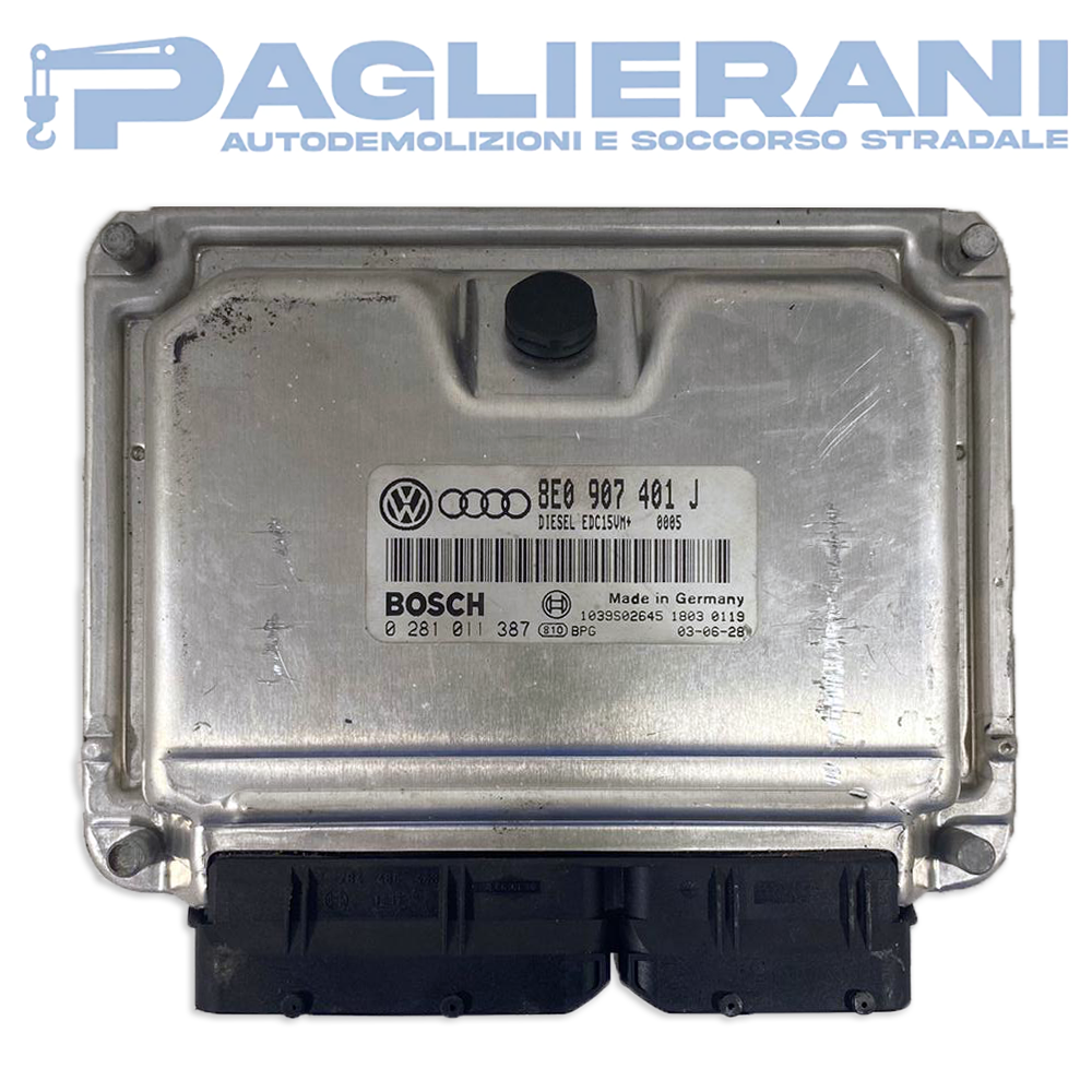 Centralina BOSCH ECU Motore 0281011387 Audi A4 2000-2006 (Codice Rif. 8E0907401J)