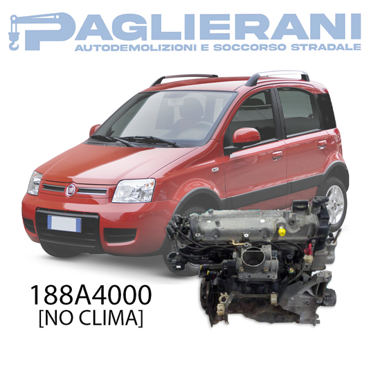 Motore 188A4000 FIAT Panda 169 Benzina 1200 [1.2] 60CV 44KW 2003-2012 130.000 KM | Versione No Clima