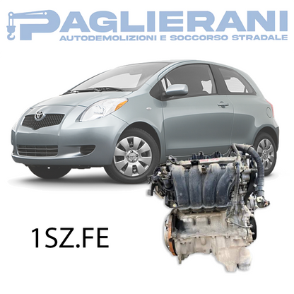 Engine 1SZ.FE Toyota Yaris 2003 Petrol 1000 [1.0] 50KW 68HP 147,000 KM (Aluminum Sump + 2 PIN + Catalytic Converter)