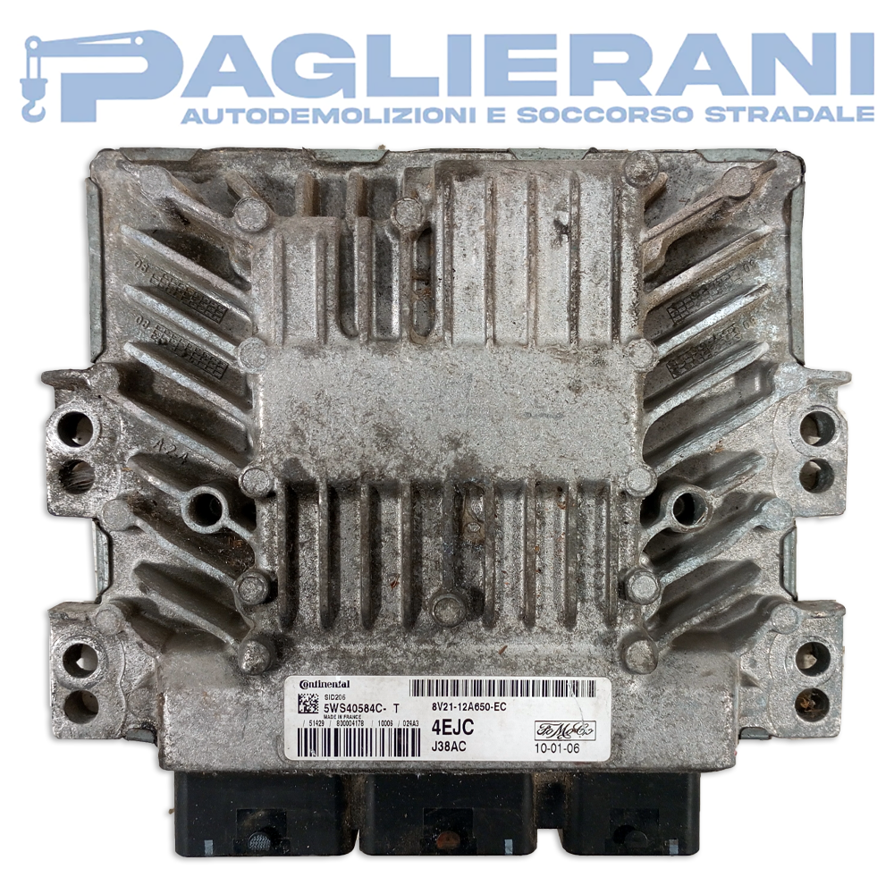 Centralina Motore ECU Continental FoMoCo Ford Fiesta 2008-2017 SID206 4EJC J38AC 8V21-12A650-EC (5WS40584C-T)
