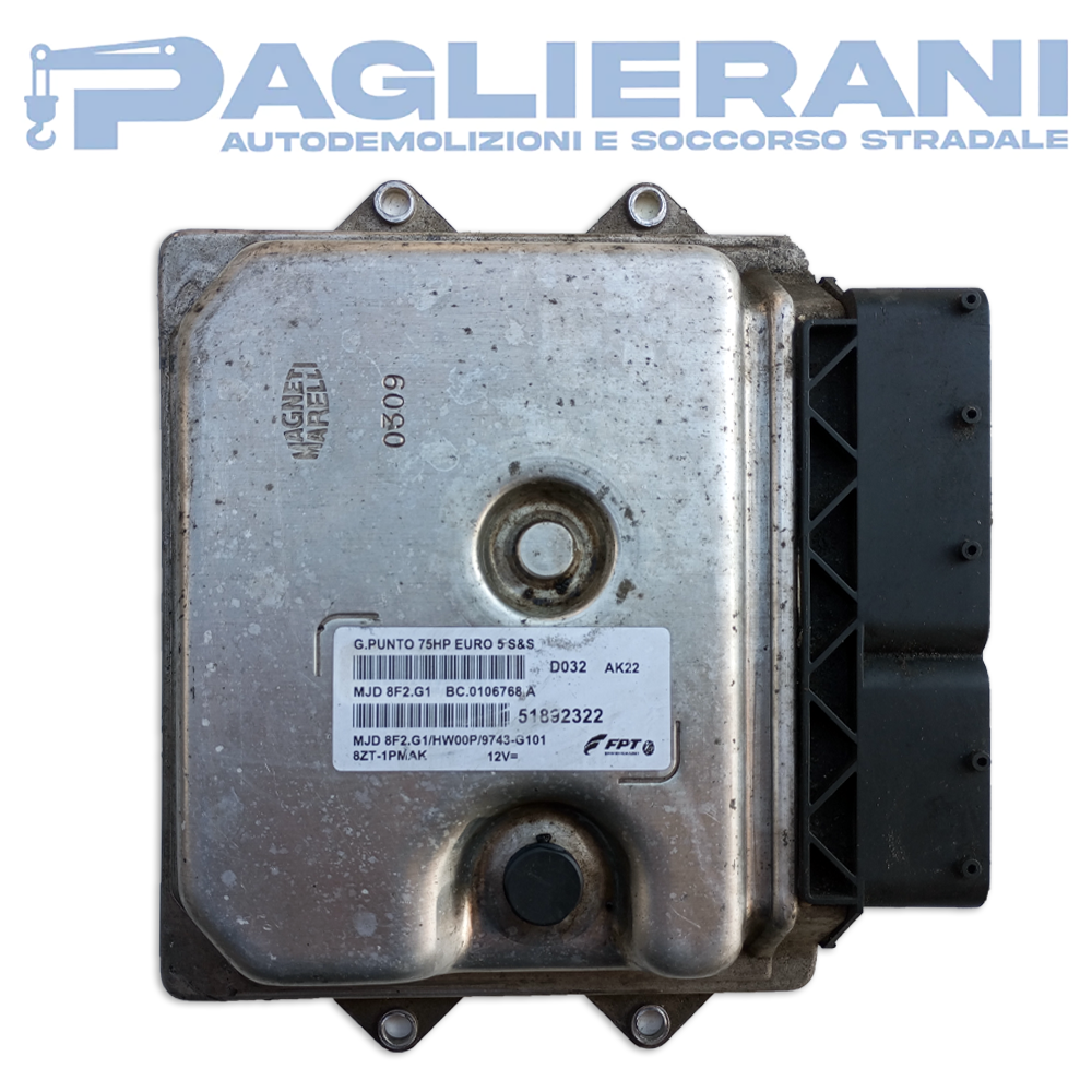 ECU Control Unit Magneti Marelli FPT FIAT Punto 199 2009-2012 MJD8F2.G1 D032 AK22 (51892322)