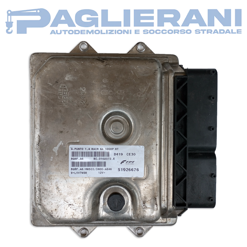 Engine Control Unit ECU Magneti Marelli FPT FIAT Grande Punto EVO D419 CE30 8GMFA6 (51926676)