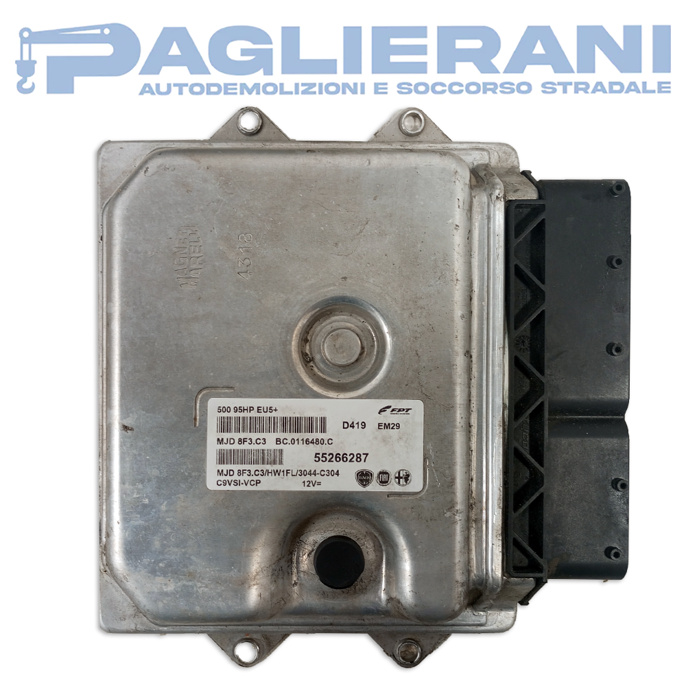 Centralina ECU Motore Magneti Marelli FPT FIAT 500 2007-2015 D419 EM29 MJD8F3C3 (55266287)