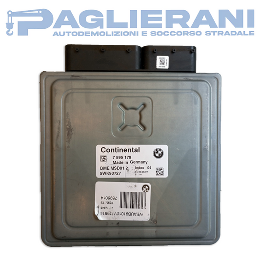 Centralina Motore ECU Continental BMW 3 [E90] 2005-2013 DME MJD812 7595179 (5WK93727)