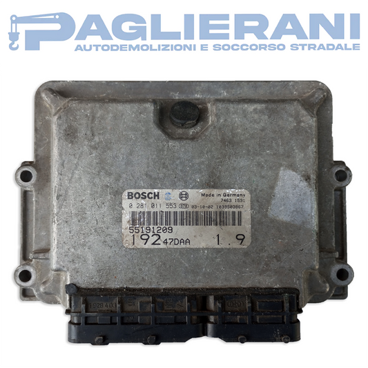 BOSCH ECU Engine Control Unit Fiat 192 47DAA 1.9 55191209 (Ref. Code 0281011553)