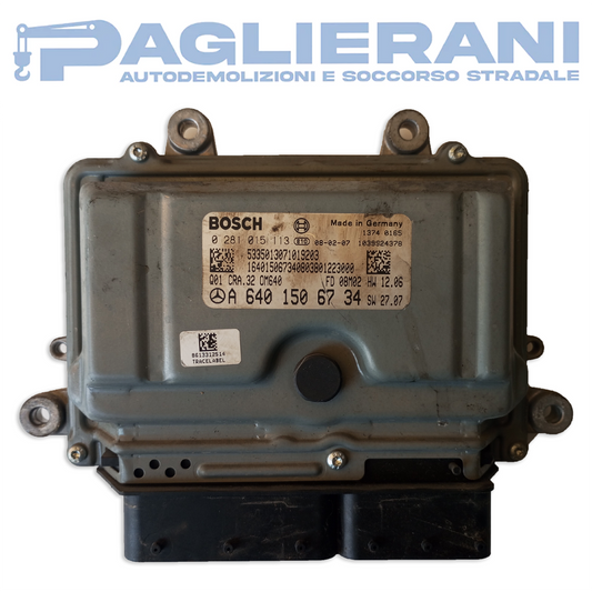 Centralina BOSCH ECU Motore 0281015113 Mercedes-Benz 180 (Codice Rif. A6401506734)