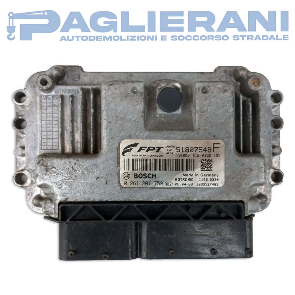 BOSCH FPT ECU Engine Control Unit FIAT 500 2006-2015 51807549F (0261201759)