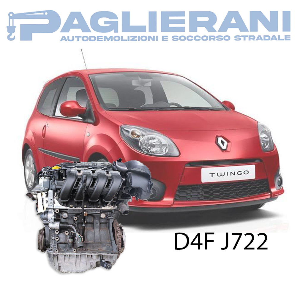 Motore D4F J722 Renault Twingo 2007-2011 Benzina Euro4 1200 [1.2] 55KW 75CV 135.000 KM
