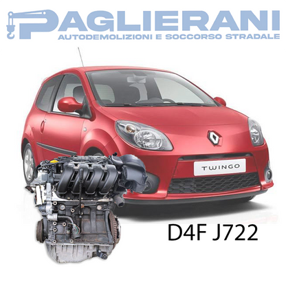 Motore D4F J722 Renault Twingo 2007-2011 Benzina Euro4 1200 [1.2] 55KW 75CV 135.000 KM