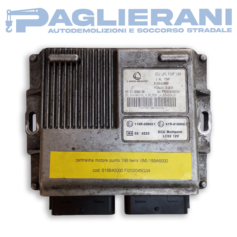 Centralina ECU Motore Fiat Punto 199 1.4 Benzina 2007>2012 (Codice Rif. 616642000)