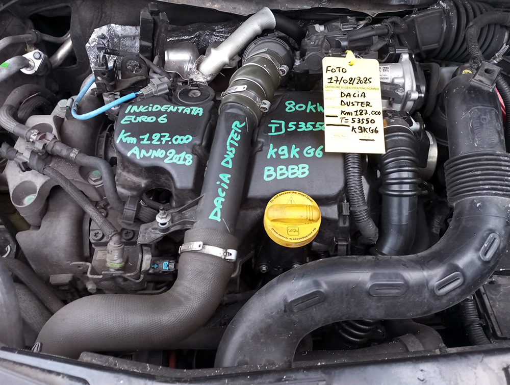 Engine K9KG6 Dacia Duster 2018 1500cc 80Kw Diesel 127.000 Km