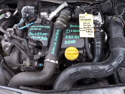 Engine K9KG6 Dacia Duster 2018 1500cc 80Kw Diesel 127.000 Km