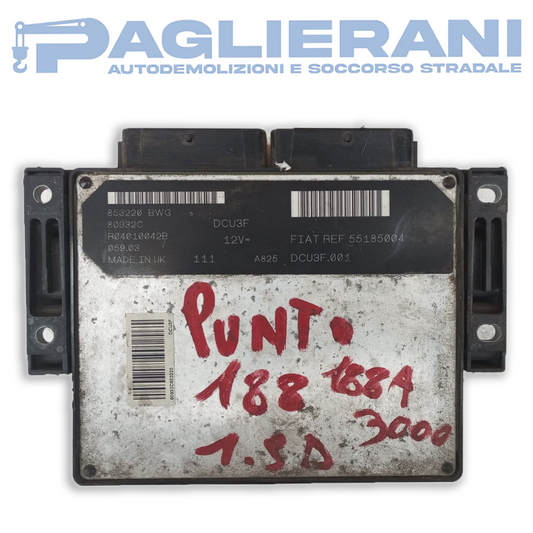 Centralina ECU Motore FIAT Punto 188 DCU3F R04010042B (Cod. Rif. 55185004)