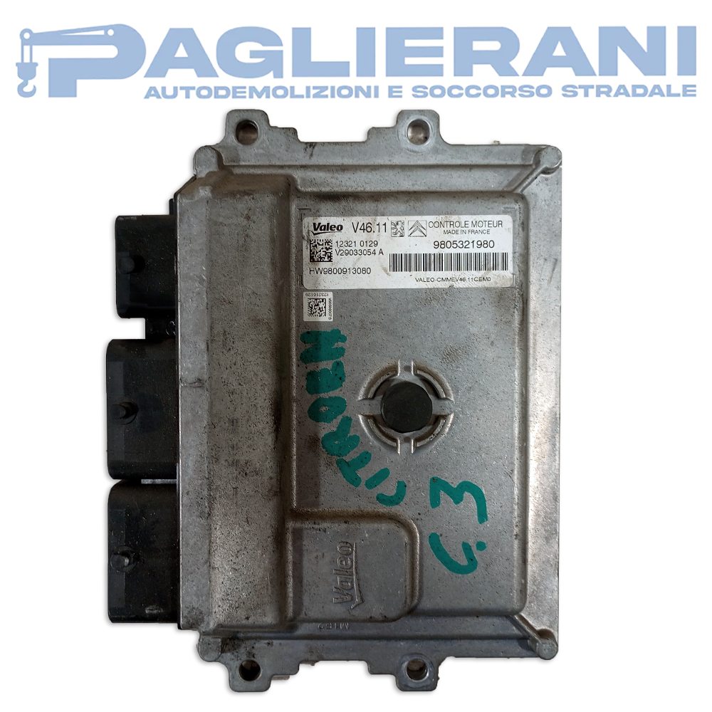 Centralina Valeo ECU Motore 123210129 V29 033054A Citroen C3 2013 (Codice Rif. SW9800913080)