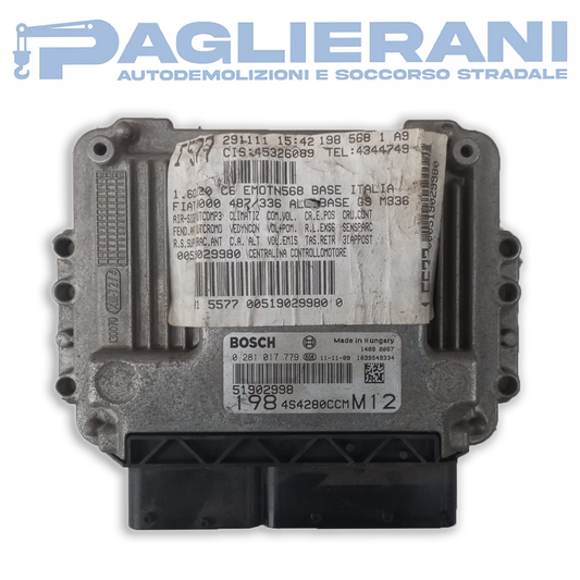 BOSCH ECU Engine Control Unit FIAT Bravo 2012 (Ref. Code 0281017779)