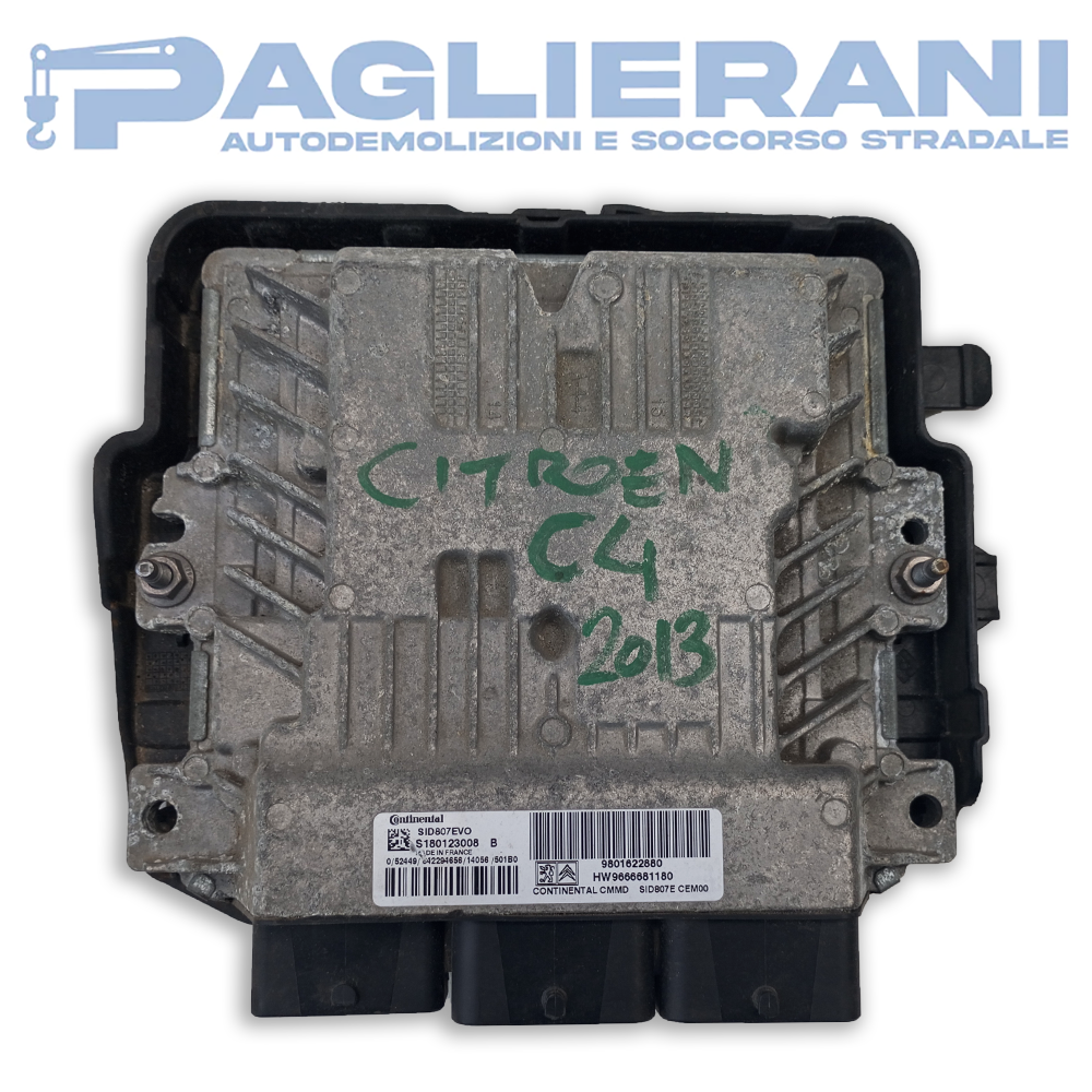 Centralina Continental ECU Motore SID807EVO S1801233008 B HW9666681180 Citroën (Codice Rif. 9801622880)