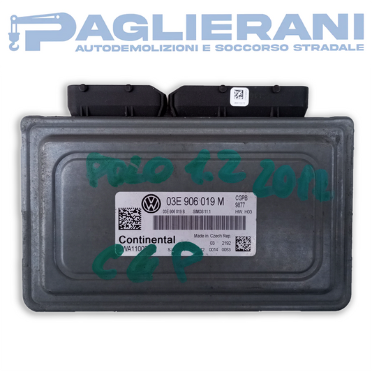 Continental ECU Engine Control Unit Volkswagen Polo 2012 (Ref. Code 03E906019M)