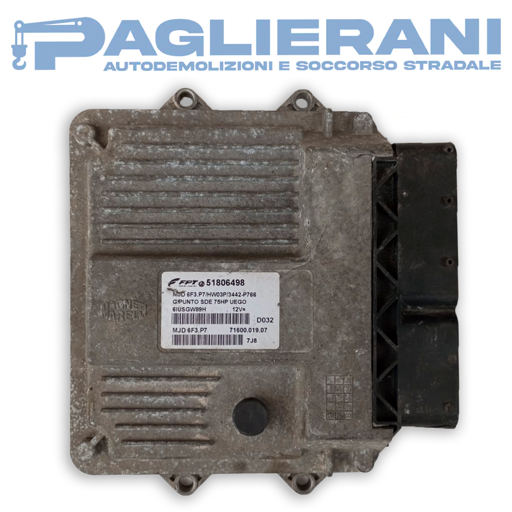 Centralina ECU Motore Magneti Marelli FPT Fiat Grande Punto (Cod. Rif. 51806498 MJD673P7 7160001907 D032)