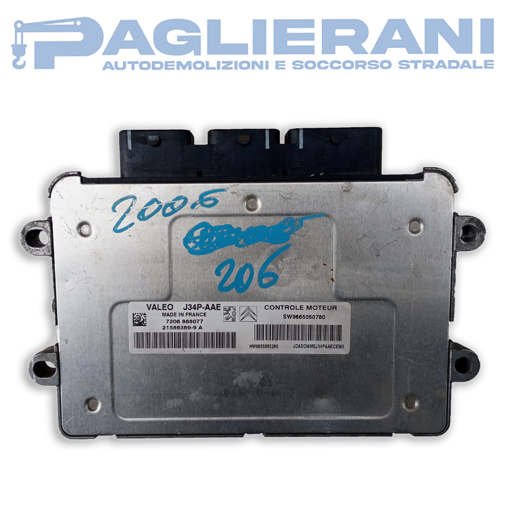 Centralina Valeo ECU Motore Peugeot 206 J34P-AAE (Codice Rif. 21586389-9A)